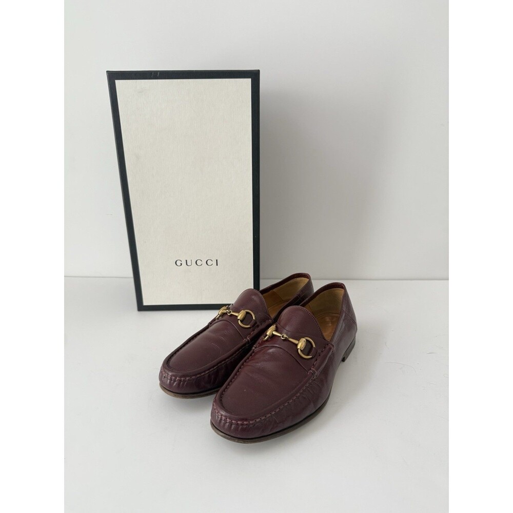 Gucci Quentin Bordeaux Leather Horsebit Loafers - IT 7.5  (US 8)